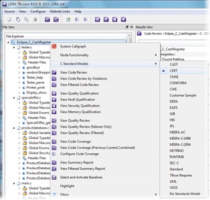 LDRA TBvision can perform static checks based on coding standards