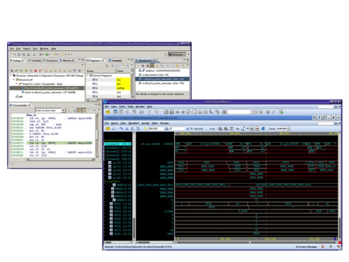 Verdi's hardware/software debug facility synchronizes RTL and programmer views (Source: Synopsys)