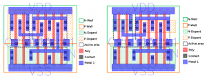 Resized p-well used to affect the behavior of an AOI cell (Source: Becker et al)