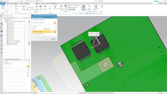 Figure 6. Creating a change from NX for MCAD-ECAD collaboration (Mentor/Siemens)