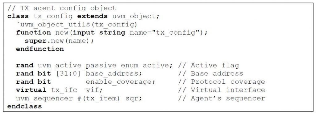 Figure 1. A simple agent config object class (Mentor)