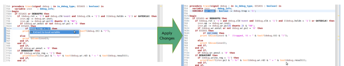 Figure 6: The IDE can convert an expression to a local variable (AMIQ EDA - click to enlarge)