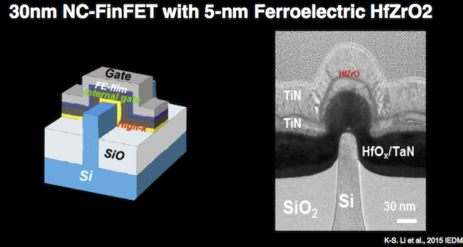 Diagram and SEM image of NC-FET (UC-Berkeley, et al)