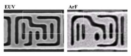 Comparison of 7nm cells imaged by Samsung using EUV and 193nm lithography