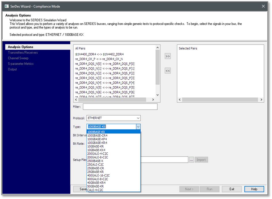 Figure 2. The HyperLynx Compliance Wizard automates validation of more than 25 SerDes protocols (Mentor)